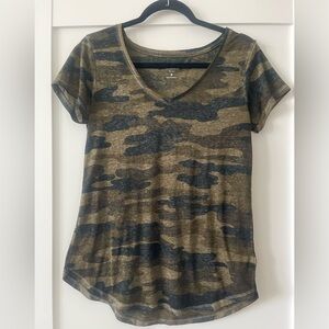 Lucky Brand camouflage burnout v neck t-shirt